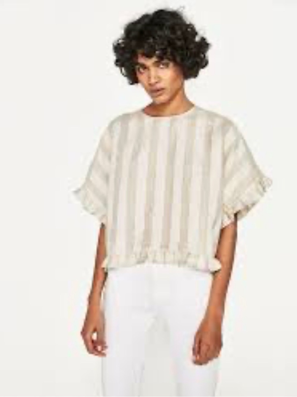 Esley Linen Blend Boxy Top Large